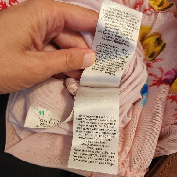 Ganni Dress Size 38 US 6 Womens Floral Pink Mesh Ruched Mini Bodycon Feminine - Picture 12 of 12